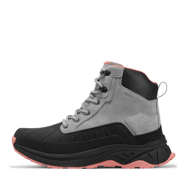 Women's Waterproof Hiking Boots 【Wide Fit】 - LIGHT GREY/PINK - 1